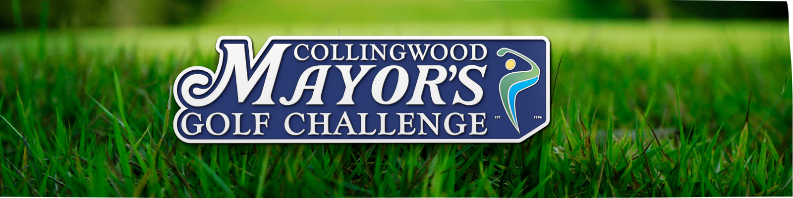 Green grass with the logo Collingwood Mayor's Golf Challenge