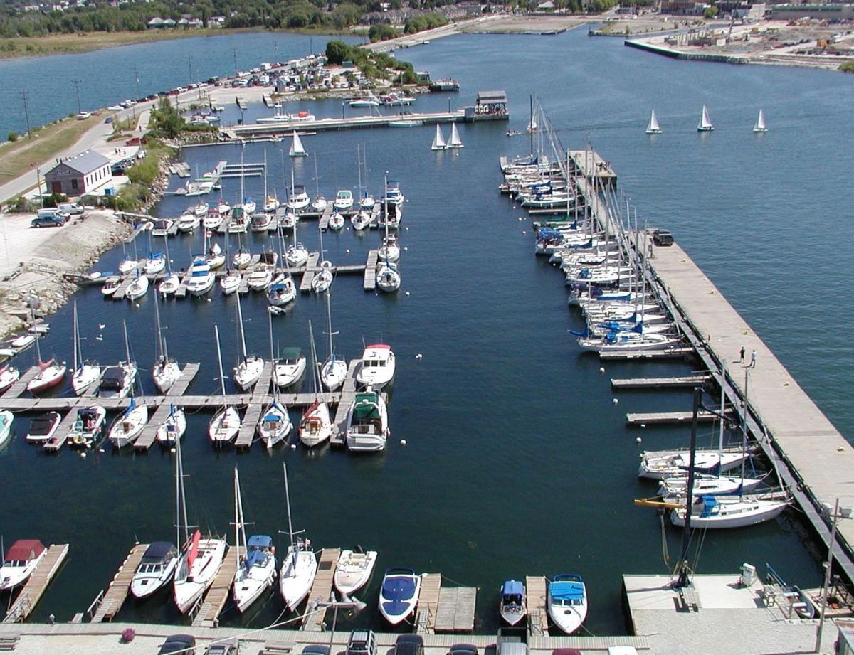 A harbour filled with several boats