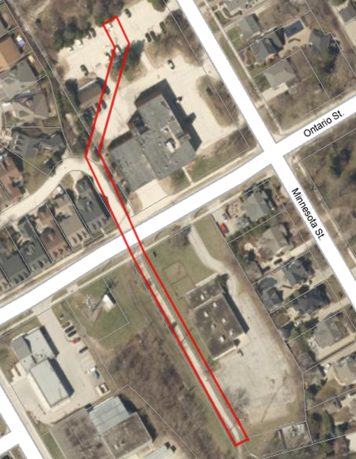Map of storm sewer location at Minnesota and Ontario Streets