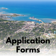 aerial of collingwood with text overlaid "application forms"