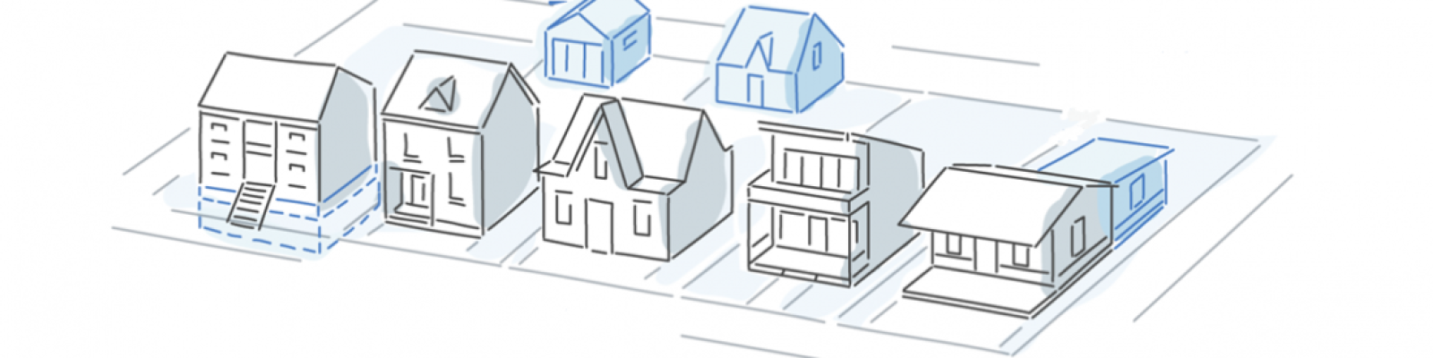 Sketch of a row of houses.