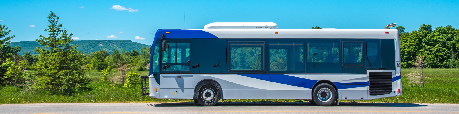 side profile of public transit bus